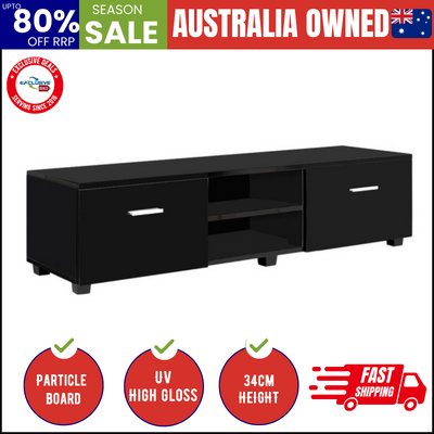 Entertainment Unit TV Cabinet 140cm Black Jim