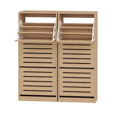 Pine Shoe Cabinet 3 Flip Drawer Set of 2 | EXTG
