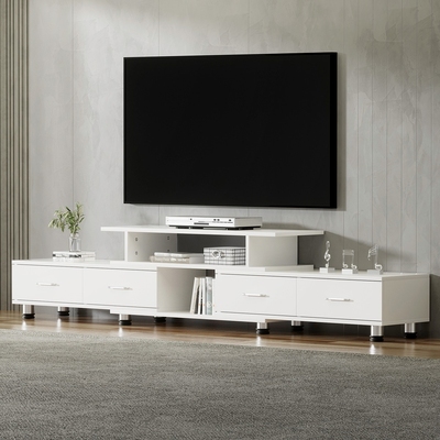 TV Cabinet Entertainment Unit Extendable 160CM To 220CM 4 Drawers White