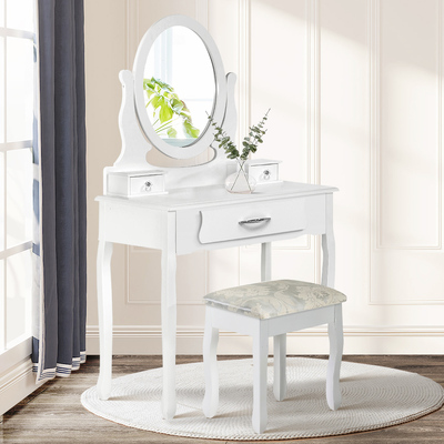 Dressing Table Stool Makeup Mirror Drawer White Jewellery Cabinet