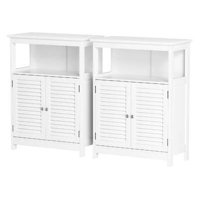 Louvred Buffet Sideboard Cabinet Set of 2 | EXTG