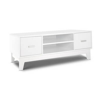 Entertainment Unit with Cabinets - White