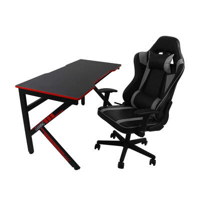 Gaming Chair K shaped Desk Silver Chair