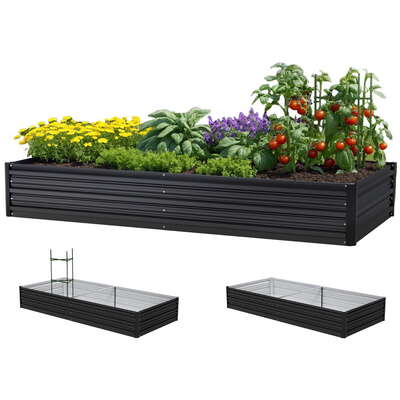 Raised Garden Bed 2 Pcs 210x90cm Planter Box Container Galvanised Metal Outdoor
