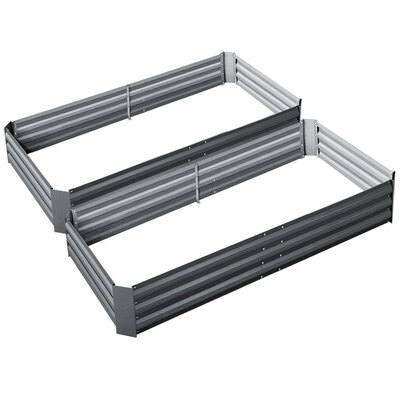 2x Garden Bed 210x90cm Planter Box Raised Container Galvanised Herb