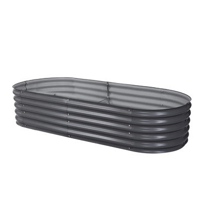 160x80x42cm Oval Raised Garden Bed - Galvanized Planter Box