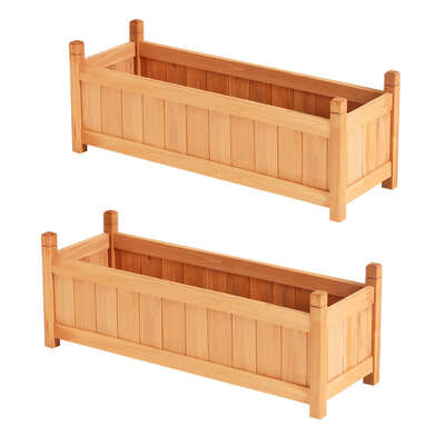 2x Raised Garden Bed 90x30x33cm - Wooden Planter Box for Growing