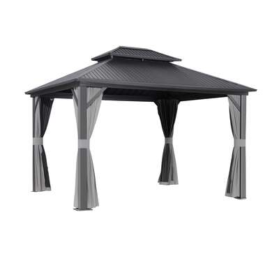  Gazebo 3x3.65m Canopy Outdoor Steel Frame Patio Tent Curtains Marquee Grey