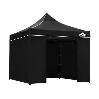 Instahut Aluminium Pop Up Gazebo Outdoor Folding Marquee Tent 3x3m Black