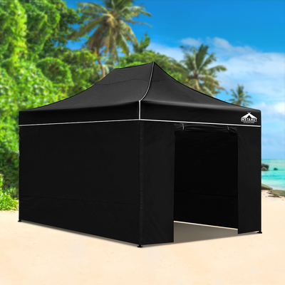 Instahut Gazebo Pop Up Marquee 3x4.5m Folding Wedding Tent Gazebos Shade Black