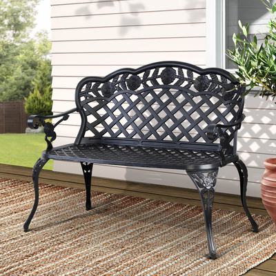 Garden Bench Patio Porch Park Lounge Cast Aluminium Outdoor Furniture