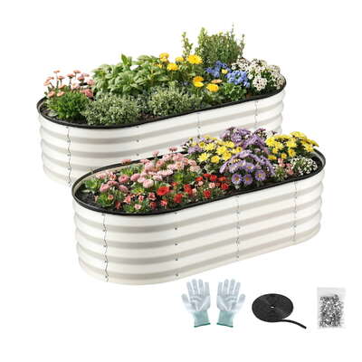 Raised Garden Beds 2 Pack Galvanised Steel 120x60cm | EXTG