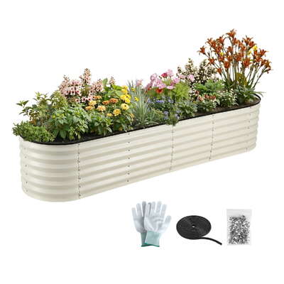 Oval Raised Garden Bed Galvanised Steel 240x60cm | EXTG