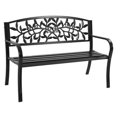 Garden Bench Seat Chair Steel Outdoor Patio Park Lounge Furniture Black