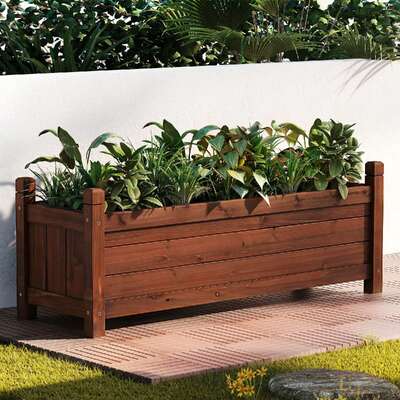 Raised Wooden Garden Bed Planter Box 90x30cm | EXTG