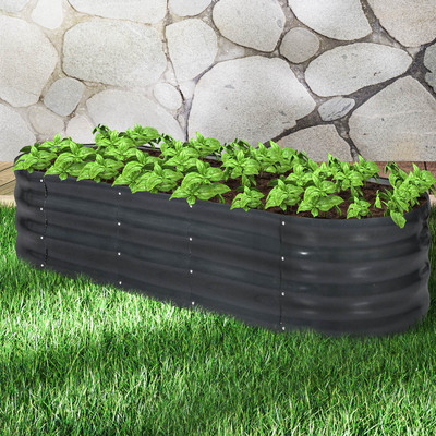 Elevate Your Garden: Oval Coated Steel Vegetable Bed - 240x80x42cm