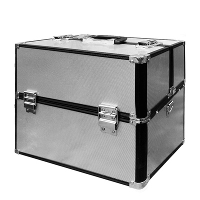 Portable Makeup Case 3 in 1 Cosmetic Organiser Beauty Travel Suitcase Silver