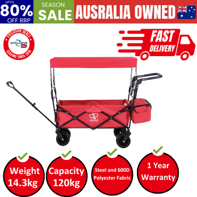 Garden Cart with Removable Canopy Trolley Camping Wagon Barrow Folding