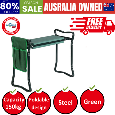 Garden Kneeler 3-in-1 Padded Seat Stool Outdoor Bench Knee Pad Foldable