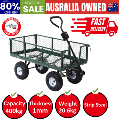 Mesh Garden Steel Cart - Green