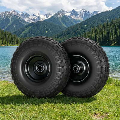 Solid Rubber Tire 4.10/3.50-4 Flat Free 26cm With Axle Bore For Cart Wagon