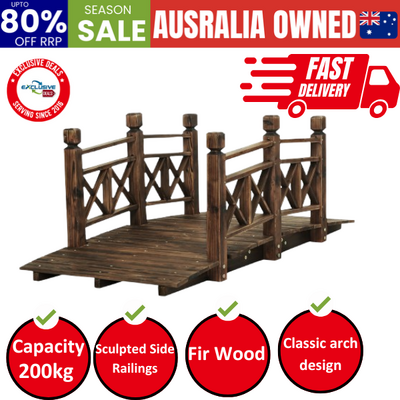 Garden Decor Outdoor Ornament Wooden Bridge 150Cm