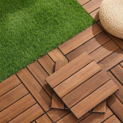 Interlocking Wood Deck Tiles 30x30cm 10 Pack | EXTG