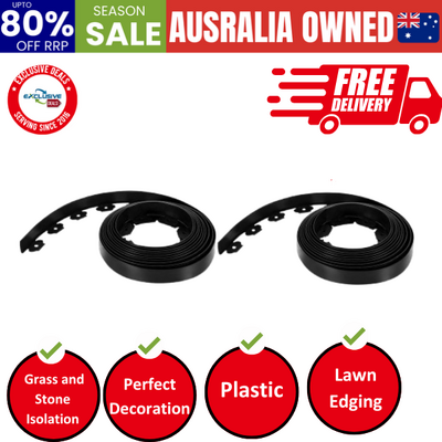 Garden Edging 5CM x 10M Border Support Landscape Edge Black X2