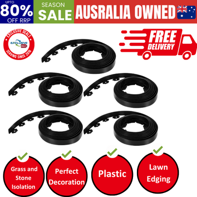 Garden Edging 5CM x 10M Border Support Landscape Edge Black X5