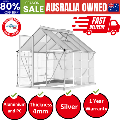Greenhouse 2.48X1.89X2M Aluminium Polycarbonate Green House Garden Shed