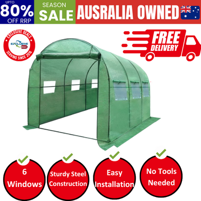 Greenhouse 3x2x2M Walk in Green House Tunnel Plant Garden Shed Dome