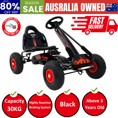 Rigo Kids Pedal Go Kart Ride On Toys Racing Car Rubber Tyre Black