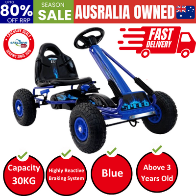 Rigo Kids Pedal Go Kart Ride On Toys Racing Car Rubber Tyre Blue
