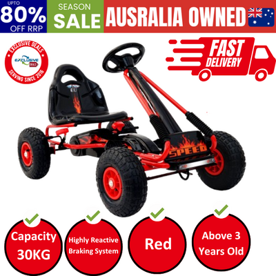 Rigo Kids Pedal Go Kart Ride On Toys Racing Car Rubber Tyre Red