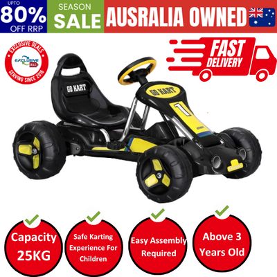 Rigo Kids Pedal Go Kart Ride On Toys Racing Car Plastic Tyre Black