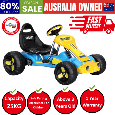 Rigo Kids Pedal Go Kart Ride On Toys Racing Car Plastic Tyre Blue