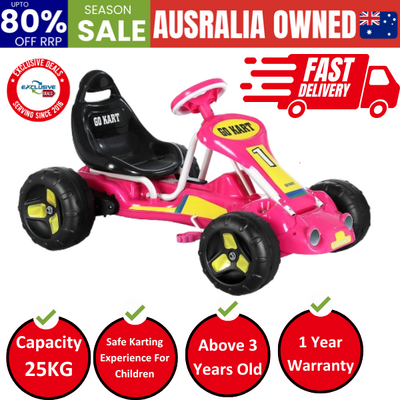 Kids Pedal Go Kart Ride On Toys Racing Car Plastic Tyre Pink