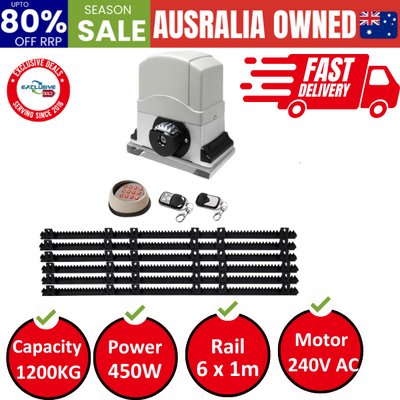 Automatic Sliding Gate Opener Kit Keypad 6M 1200Kg