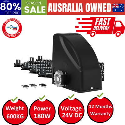 Automatic Sliding Gate Opener Kit Electric 6M 600Kg 3 Control Remotes