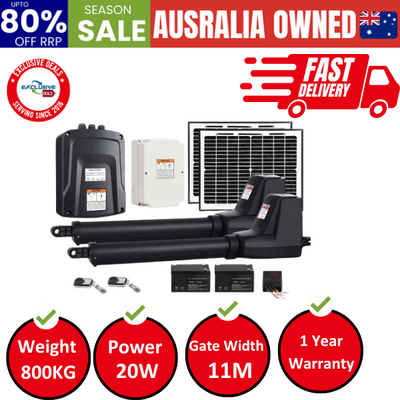Dual Swing Gate Opener 800Kg 20W Solar Panel