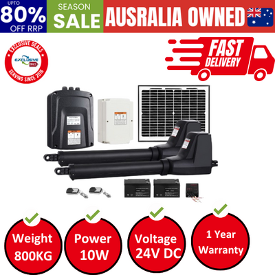 Dual Swing Gate Opener 800Kg 10W Solar Panel