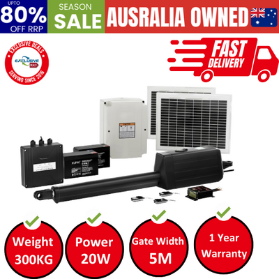 Single Swing Gate Opener 20W Full Solar Power Automatic 300KG 5M
