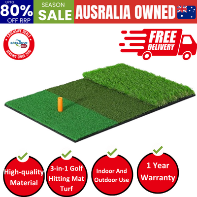 Golf Hitting Mat Portable Driving Range Practice Training Aid 3 In 1