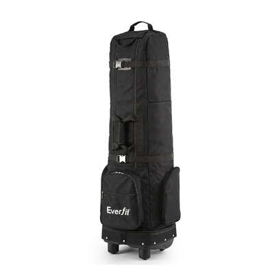 Golf Travel Bag Flight Cover Foldable Soft Case Wheels Black