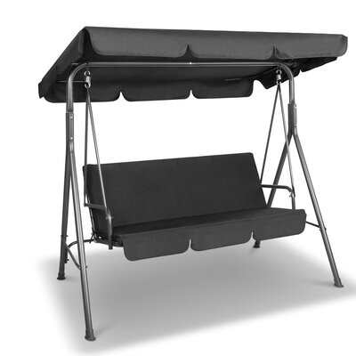 Outdoor Swing Chair Garden Chair Bench Furniture Canopy 3 Seater Black