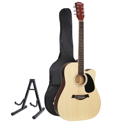 41 Inch Acoustic Guitar Equaliser Electric Output Cutaway w/ Stand Wood