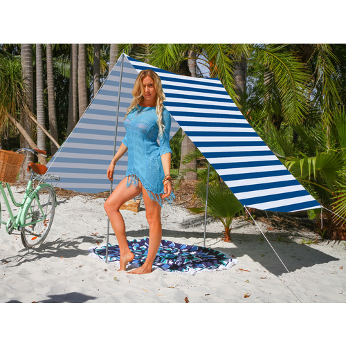 Good Vibes Summer Beach Tent Navy Stripe 148 x 370cm