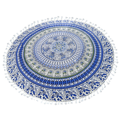 Mandala Towel with Terry Backing Peacock 180cm  