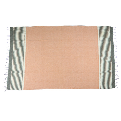 Turkish Towel Block Stripe 100 x 170cm Blush Grey