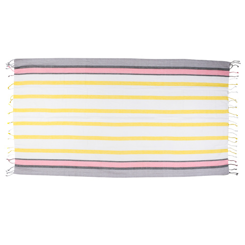 Turkish Towel Neon Stripe 100 x 170cm Yellow Pink